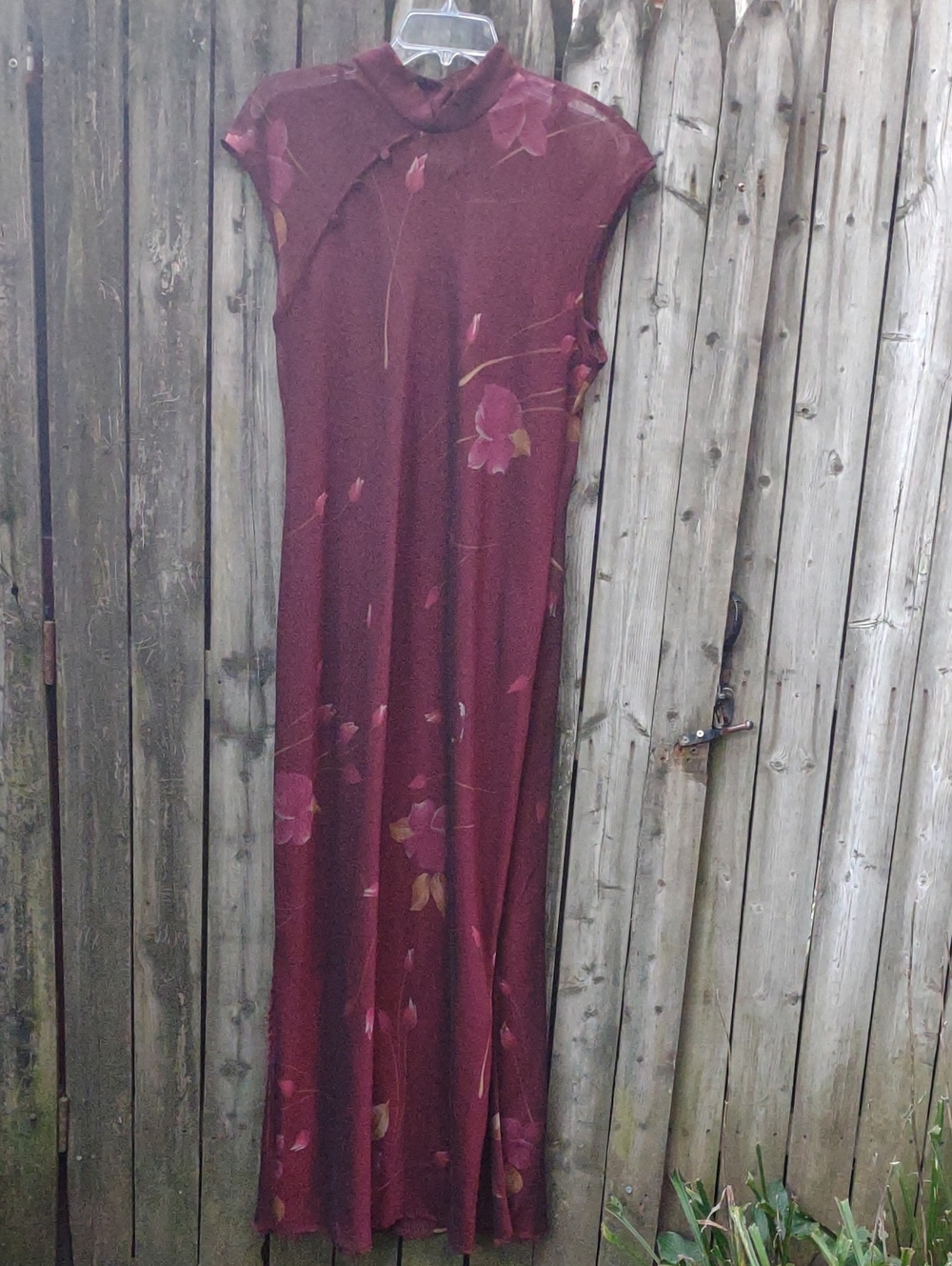 Jessica Howard Burgundy Floral Maxi Dress with Cap Sleeves